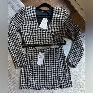 NWT Zara tweed houndstooth skirt size M